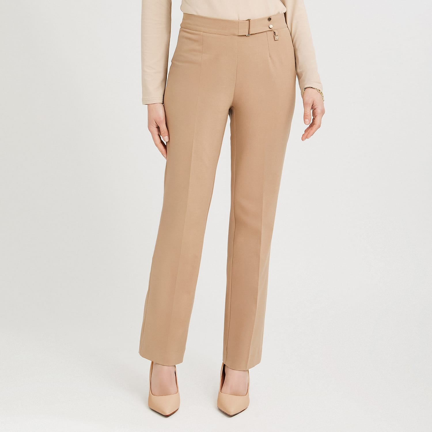 Pantalón Formal Recto Pretina Elasticada Camel